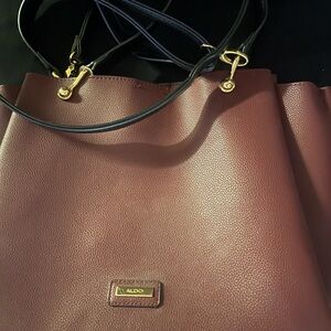 Aldo Burgundy Tote with Gold Accents